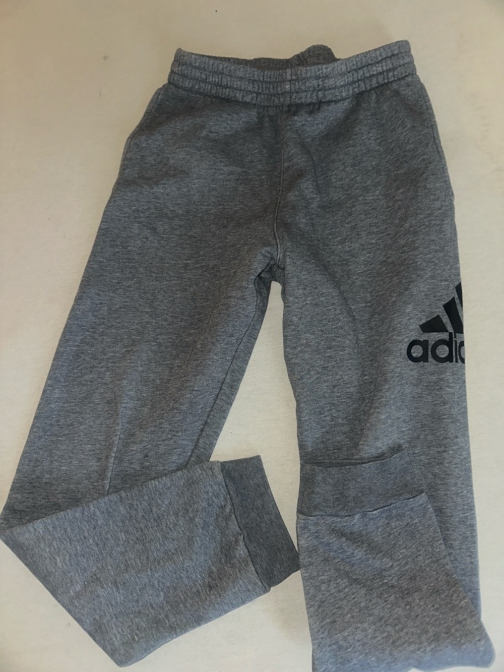 Kids Size L adidas Heather Gray Logo Joggers